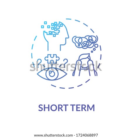 Short term concept icon. Cannabis, marijuana use adverse side effects idea thin line illustration. Perception change and memory impairment. Vector isolated outline RGB color drawing