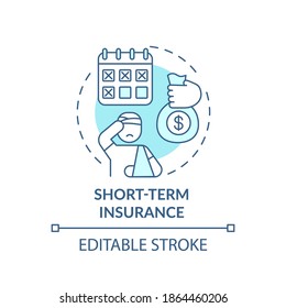 Short Term Insurance Concept Icon. Disability Insurance Plans. Health Injury During Job Process Idea Thin Line Illustration. Vector Isolated Outline RGB Color Drawing. Editable Stroke