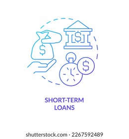 Short term loans blue gradient concept icon. Corporate capital. Business operations. Source of financing abstract idea thin line illustration. Isolated outline drawing. Myriad Pro-Bold font used