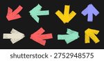 Short Thick Arrows Crayon Chalk Drawing Doodle Vector Set