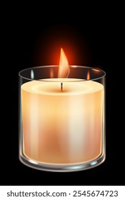 short thick candle in a glass