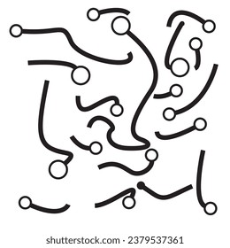 The short, thick lines are curved abstract shapes and are given a round, caterpillar-like head. black and white background isolation
