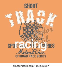 Short track racing - Vintage artwork for t shirt in custom colors