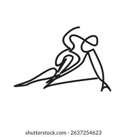 Short track speed athlete vector line art icon logo outline