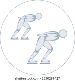 Short Track Speed Skating
 competition icon. Outline stroke.  