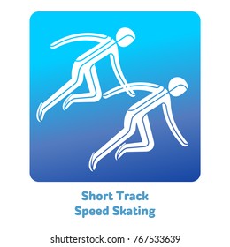 Short Track Speed Skating icon. Olympic species of events in 2018. Winter sports games icons, vector pictograms for web, print and other projects. Vector illustration isolated on a white background