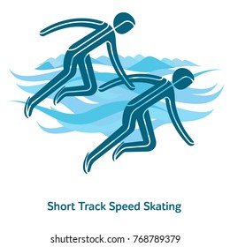 Short Track Speed Skating icon.Olympic species of events in 2018. Winter sports games icons, vector pictograms for web, print and other projects. Vector illustration isolated on a white background