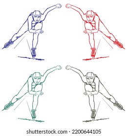 Short Track Speed Skating Vector Illustration
