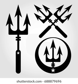 Short trident, crossed weapon, logo