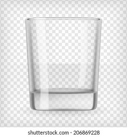 Short whiskey or water glass. Transparent vector illustration.