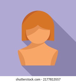 Short wig icon flat vector. Head style. Fashion model