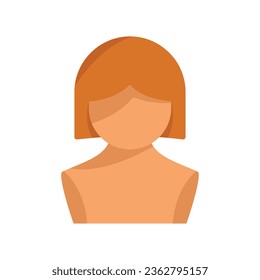 Short wig icon flat vector. Head style. Fashion model isolated