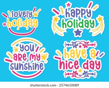 Short wish message with sticker design flat design