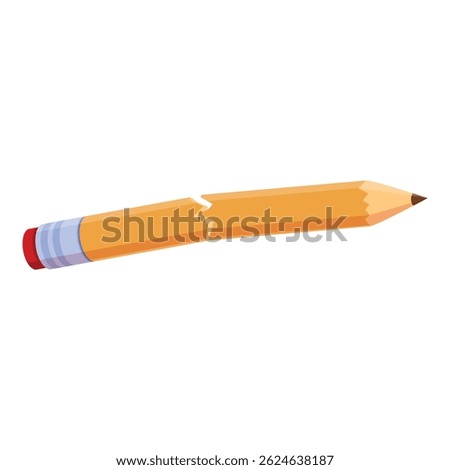 Short yellow pencil broken in half, symbolizing writer's block, frustration, or giving up