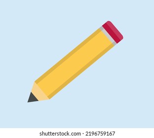 Short yellow pencil, Realistic pencil isolated cartoon with rubber eraser logo design. Educational concept, Back to school concept vector design and illustration.