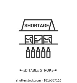 Shortage line icon. Limited item. Merchandise lack. Empty store. Transportation, storage and logistics service. Inventory tracking and control concept. Isolated vector illustration. Editable stroke 