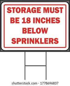 Shortage must be 18 inches below sprinklers yard sign design template. Vector Format white background.