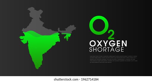 Shortage of oxygen during the second wave of coronavirus Covid-19 pandemic in India. Vector illustration