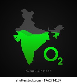 Shortage of oxygen during the second wave of coronavirus Covid-19 pandemic in India. Vector illustration