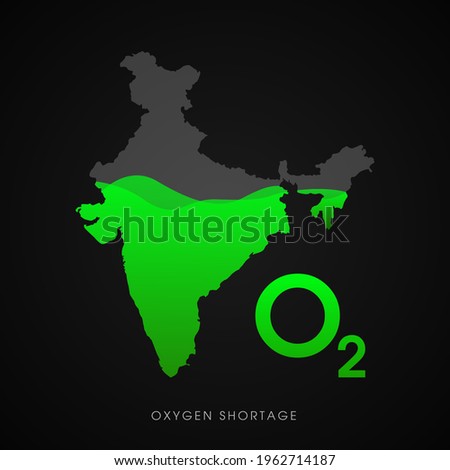 Shortage of oxygen during the second wave of coronavirus Covid-19 pandemic in India. Vector illustration