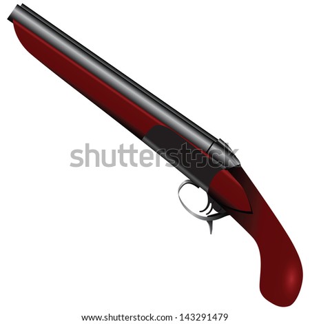 Short-barreled shotgun with two barrels. Vector illustration.