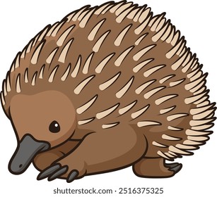 Short-beaked echidna in chibi kawaii style vector illustration