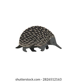 Short-beaked echidna vector illustration isolated on white background, Australian native spiny animal