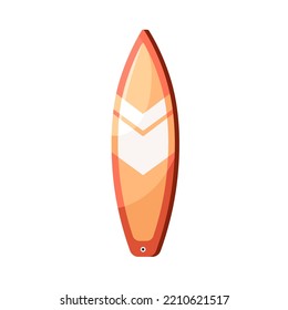 Shortboard, short pointed surfboard. Water surf board with pointy nose, top view. Beach sport item for summer extreme activity. Flat graphic vector illustration isolated on white background