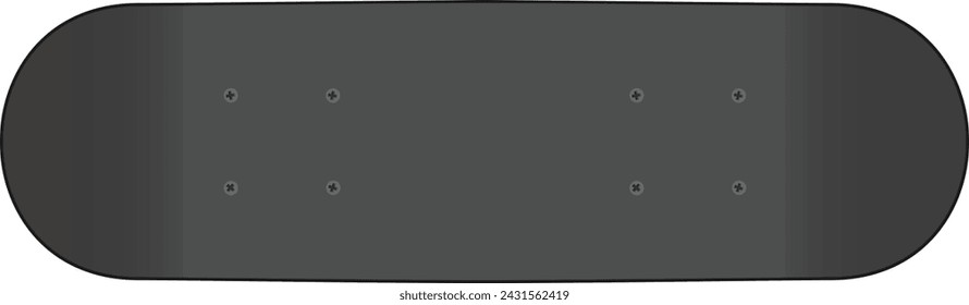 Shortboard skateboard type flat deck top view isolated on white vector illustration