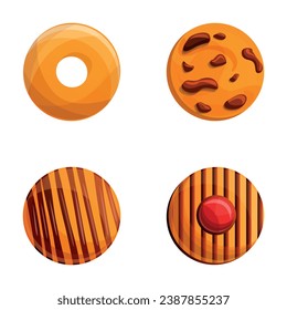 Shortbread cookie icons set cartoon vector. Homemade baking. Sweet food