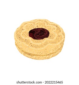 Galleta de mermelada de pan corto - ilustración vectorial dibujada a mano aislada en blanco.
