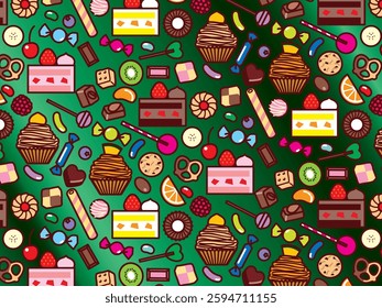 Shortcake and sweets background illustration