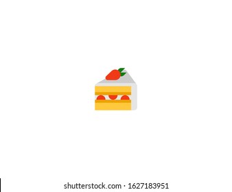 Shortcake vector flat icon. Isolated slice of strawberry cake emoji illustration 