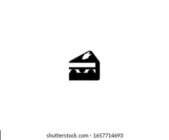 Icono plano vectorial de la tarta corta. Trozo aislado de tarta de fresa ilustración emoji 