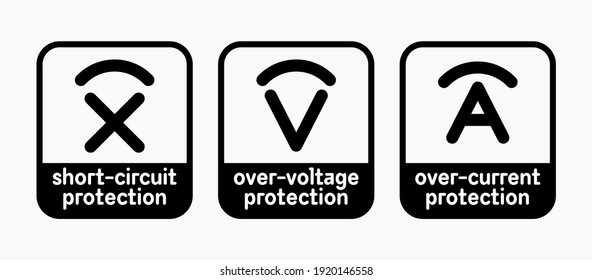 Short-circuit, Over-voltage, Over-current protection vector information sign