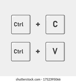 Teclado de acceso directo de copiar y pegar. Bien por ícono, publicación en medios sociales, afiche, volante, etc