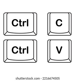 The Shortcut Keys. Black And White Computer Icon, Vector Illustration. White Computer Key, Icons With Command, Shift, Alt, Cmd For Pc. Isolated Press Symbol, Ctrl. 