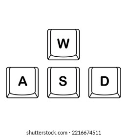 The shortcut keys. Black and white computer icon, vector illustration. White computer key, icons with command, shift, alt, cmd for pc. Isolated press symbol, ctrl. 