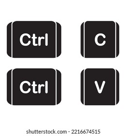 The Shortcut Keys. Black And White Computer Icon, Vector Illustration. White Computer Key, Icons With Command, Shift, Alt, Cmd For Pc. Isolated Press Symbol, Ctrl. 