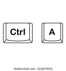 The shortcut keys. Black and white computer icon, vector illustration. White computer key, icons with command, shift, alt, cmd for pc. Isolated press symbol, ctrl. 