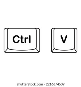 The Shortcut Keys. Black And White Computer Icon, Vector Illustration. White Computer Key, Icons With Command, Shift, Alt, Cmd For Pc. Isolated Press Symbol, Ctrl. 