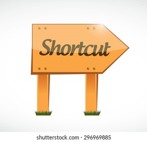 Shortcut Wood Sign Concept Illustration Design Graphic