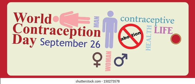 Shortcut to World Contraception Day with symbols. Vector illustration.