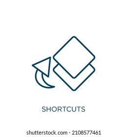 shortcuts icon. Thin linear shortcuts outline icon isolated on white background. Line vector shortcuts sign, symbol for web and mobile