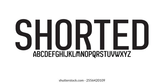 Shorted, Minimal tech font letter set. Luxury vector typeface for company. Modern gaming fonts logo design.
