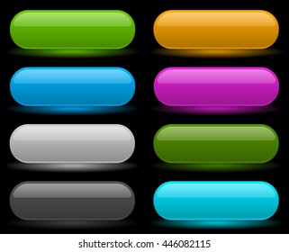 Shorter button, banner backgrounds with empty space for your text, message. Set of colorful, bright web design elements.
