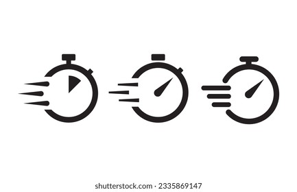 Shortest speed and time limit stopwatch vector icon black and white set material	