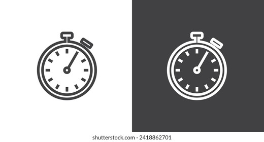Shortest time limit stopwatch vector icon in line style. Stopwacth icon vector sign.