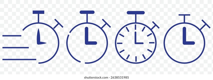 Shortest time limit stopwatch vector icon black and white set material. Timer icon set. Timer vector on Transparent Background. EPS 10.
