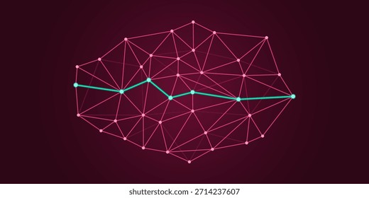 La forma más corta de conectar dos puntos de manera eficiente en un concepto de red, ciencia y tecnología
